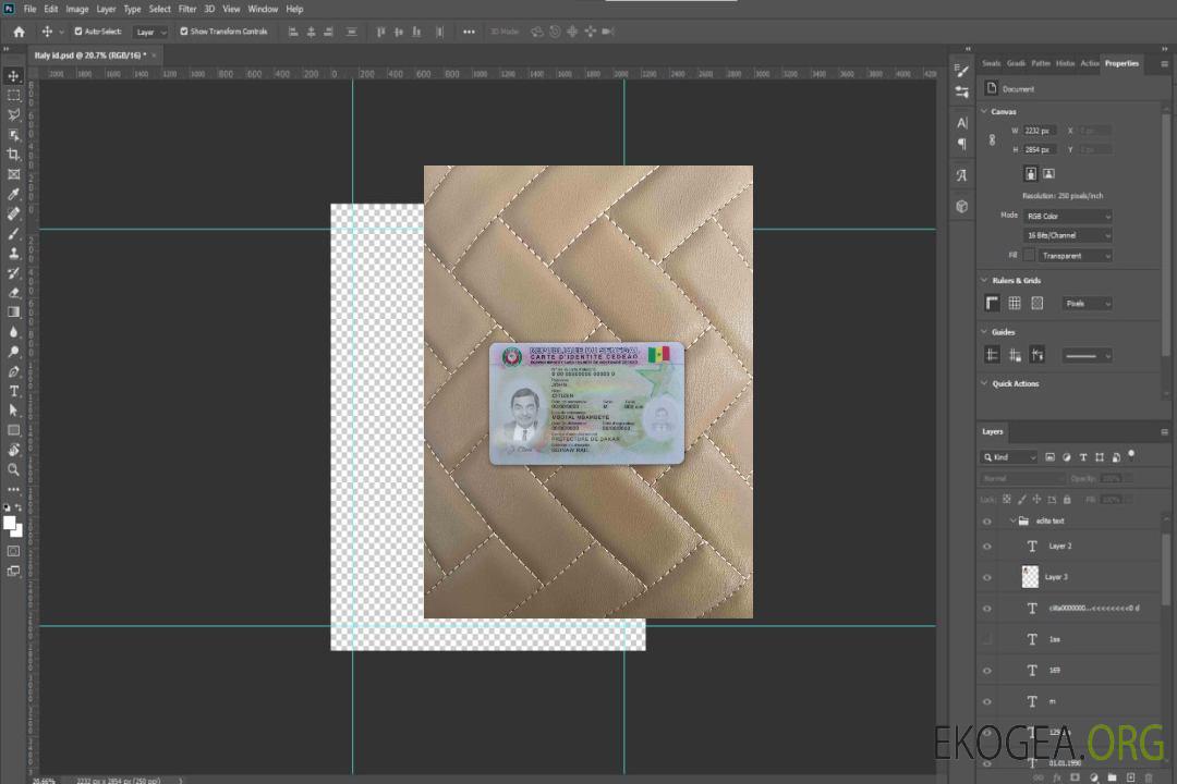 Sénégal ID photolook DEVANT template Sénégal ID photolook DEVANT template